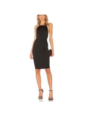 Airlie Isolla Black Halter Midi Dress With Open Back & Pockets